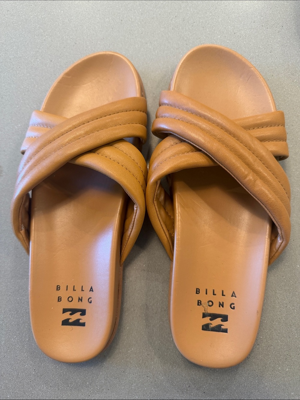Billabong Women's Cognac Cross-Band Slide Sandals
